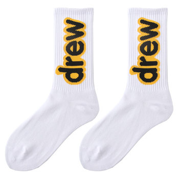 Smiling Drew graffiti letters 21ss with hole shoes trendy sports and leisure mid-calf socks for men and women