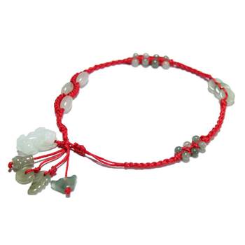 ຜູ້ຊາຍແລະແມ່ຍິງທໍາມະຊາດ Jadeite Red Rope Anklet ສິບສອງ 12 Zodiac Ox Pixiu ປີສັດຄູ່ຄູ່ແບບຄູ່