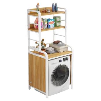 Multi-layer storage rack on the balcony above the washing machine