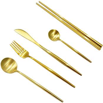 Kitchen forest 304 steel knife and fork spoon five-piece set of exquisite