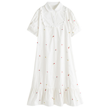ເສື້ອເຊີດ Luoluojie ຂອງແມ່ຍິງ 2024 ລະດູຮ້ອນໃຫມ່ວ່າງສີຂາວ embroidered floral ເສື້ອ dress skirt ຍາວ