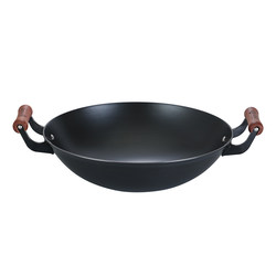 Lu Chuan Cast Iron Pot Official Flagship Traditional Cooking Pot with Double Handles, Round Bottom, Non-Stick, No Coating, Suitable for Gas Stoves