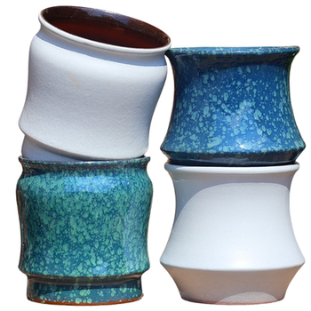 Simple ceramic stoneware large-mouth breathable root-raising green plant pot