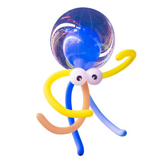 网红飞天波波球飘空笑脸球飞天章鱼球儿童卡通地摊街卖充气球套餐