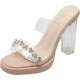 Yongxi thick high heeled rhinestone platform transparent sandals