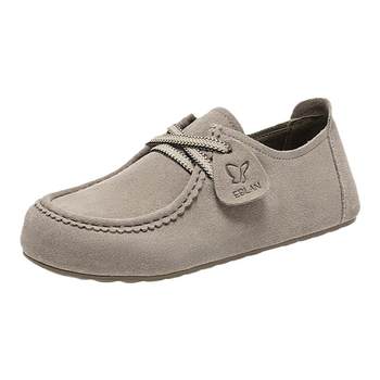 Retro slip-on genuine leather casual shoes yiban