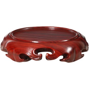 Mahogany round base whole wood carved stone ornaments