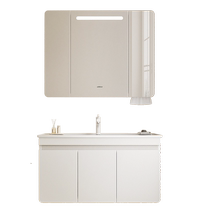 (New Product) Wrigley French Cream Style Bathroom Cabinet Combination Ceramic Integrated Basin Antibacterial Washstand Washbasin