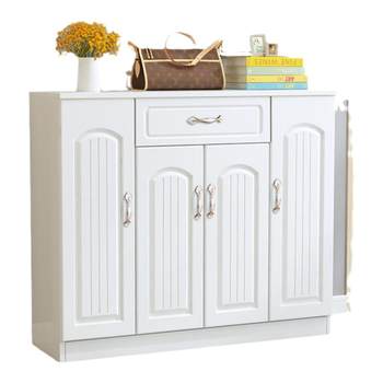 Large capacity european solid wood shoe cabinet at home door
