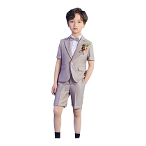 Romon childrens suit short-sleeved boy suit flower girl dress little boy piano performance suit summer catwalk
