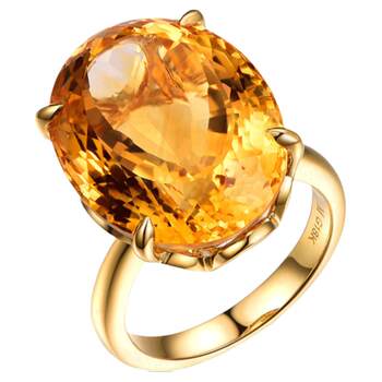 18k gold diamond and citrine ring
