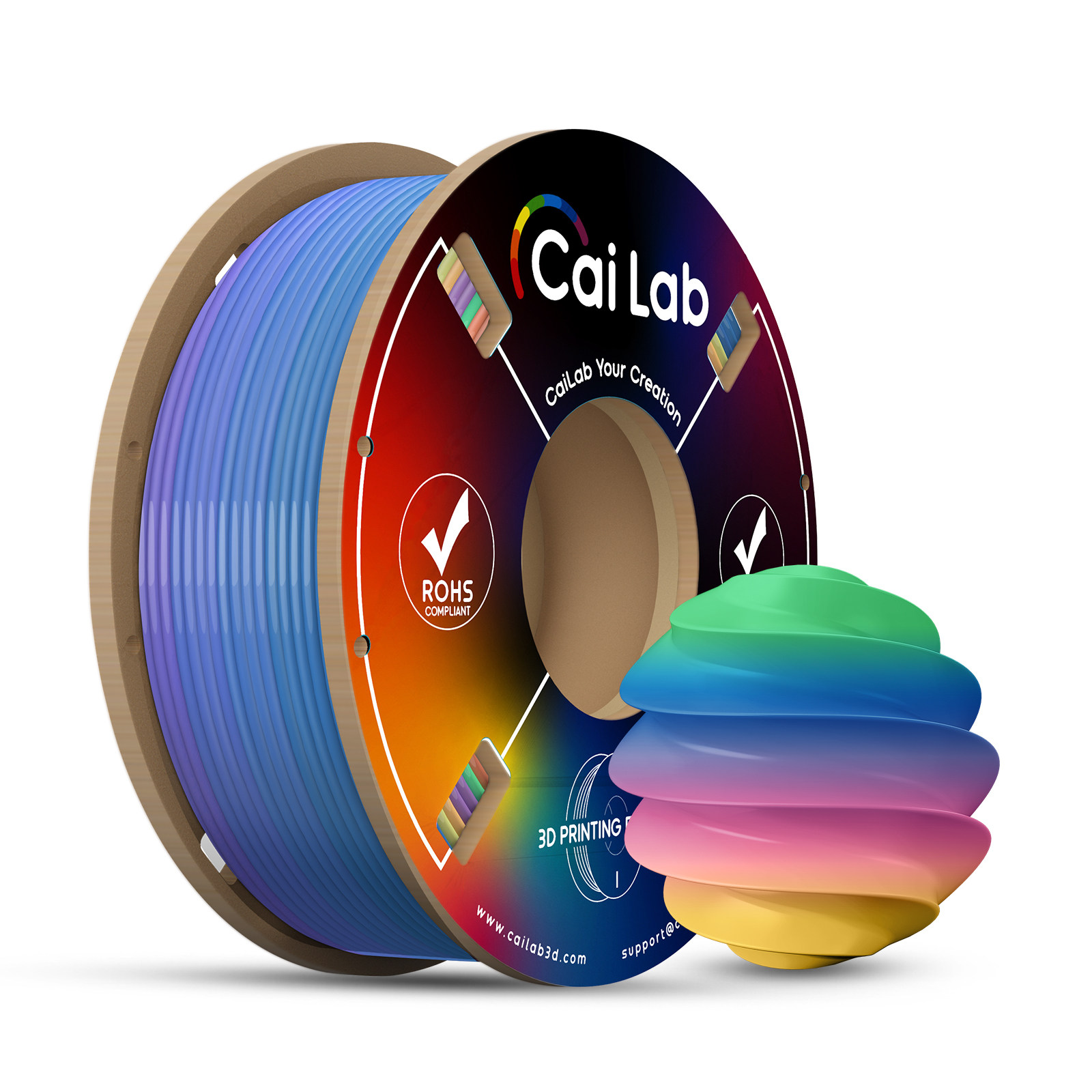 Cailab Caiduowu [ซีรีส์ผลิตภัณฑ์ใหม่] ฟิลเมนต์ PLA+ แบบด้าน/แบบไหม สำหรับพิมพ์ 3D ใช้งานร่วมกับ Tuya Chuangxiang ขนาดเส้นผ่านศูนย์กลาง 1.75 มม. วัสดุพิมพ์ 3D