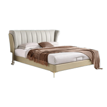 New Gujia Furniture Leather Bed Modern Simple Wedding Bed Master Bedroom Double Bed King Bed Leather Soft Bed 8087