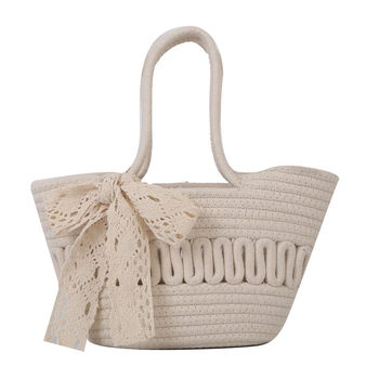 Korean ins hand-woven handbag small handbag for women 2023 new pastoral style woven bag ກະຕ່າຜັກ handbag