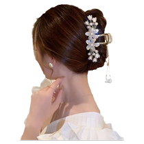 Handmade tassel grab clip high-end exquisite Hanfu hair accessories hair clip pearl hair clip large shark clip for the back of womens head