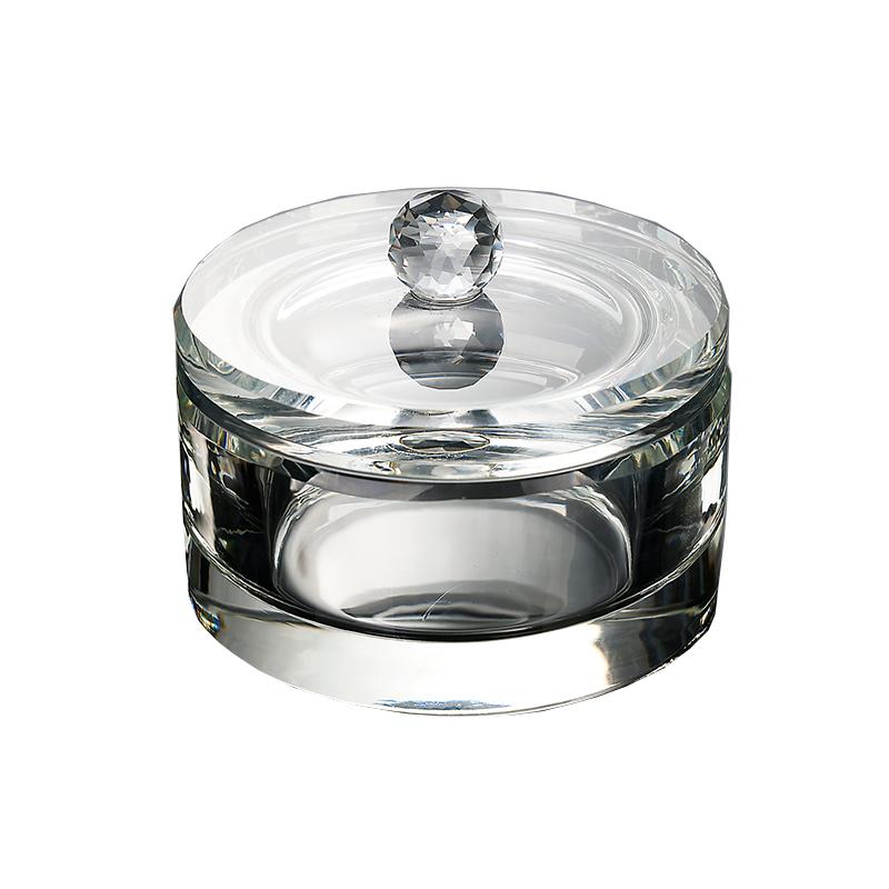 Exquisite thickened crystal glass round jewelry box to store bead chain ring jewelry box dust-proof storage box gift