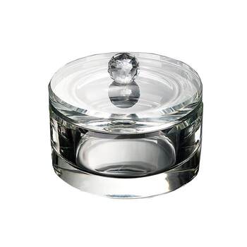 Exquisite thickened crystal glass round jewelry box to store bead chain ring jewelry box dust-proof storage box gift