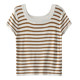 Short Striped Short Sleeve T-Shirt Women's Slim Ice Silk Backless
