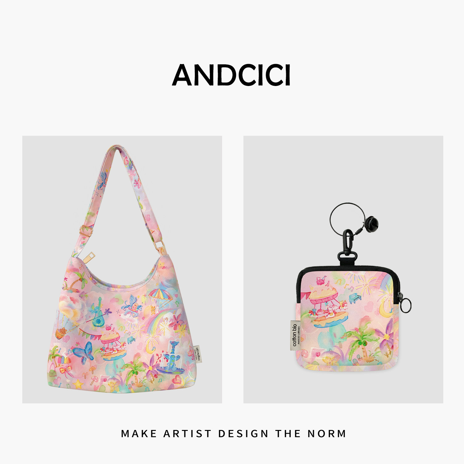 Fantasy Amusement Park Designer Original Zipper Crossbody Bag/Handbag/Shoulder Bag/Work Commute Bag/Canvas Backpack