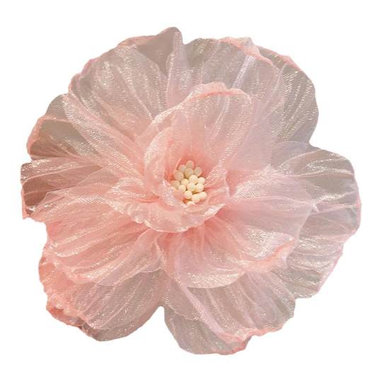 花头饰花朵发夹发卡欧根纱氛围感侧边夹粉色仙女中秋发饰海边配饰