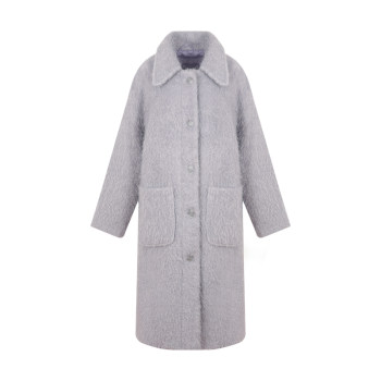 Puff plush lapel wool purple wool coat