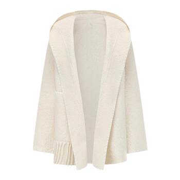 【deepmoss】休闲绵羊毛羊驼毛混纺毛呢流苏连帽中长款大衣外套