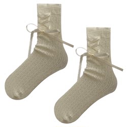 ຫ້ອງຮຽນກາງຄືນ Lace Socks Mid-calf Ribbon Bow Ballet Style Socks White Pile Socks Women's Summer Style Thin