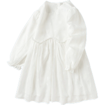 Balabala childrens dress girls spring texture love white skirt sweet middle-aged children fashionable round neck cute
