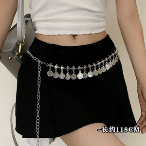 银色金属蝴蝶腰链女2025新款ins小众高级复古腰带民族风收腰配饰