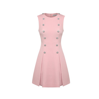 Maison wester xu rulan's same style summer sleeveless double-breasted diamond button dress can be worn in a revealing style
