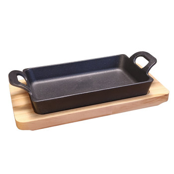 Boneless commercial cast iron rectangular grill pan