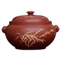 Yunnan Jianshui purple pottery steam pot steam pot chicken purple pottery steamer soup pot household casserole comes with steaming slices but not a bottom pot