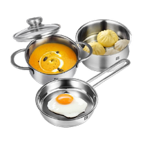 German double standers pan set Nova16cm inox covets 3 pieces of one person Milk Pan Steam Cage Pan Bottom Pan