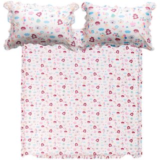 Ruffled 100% cotton bed sheet for girls