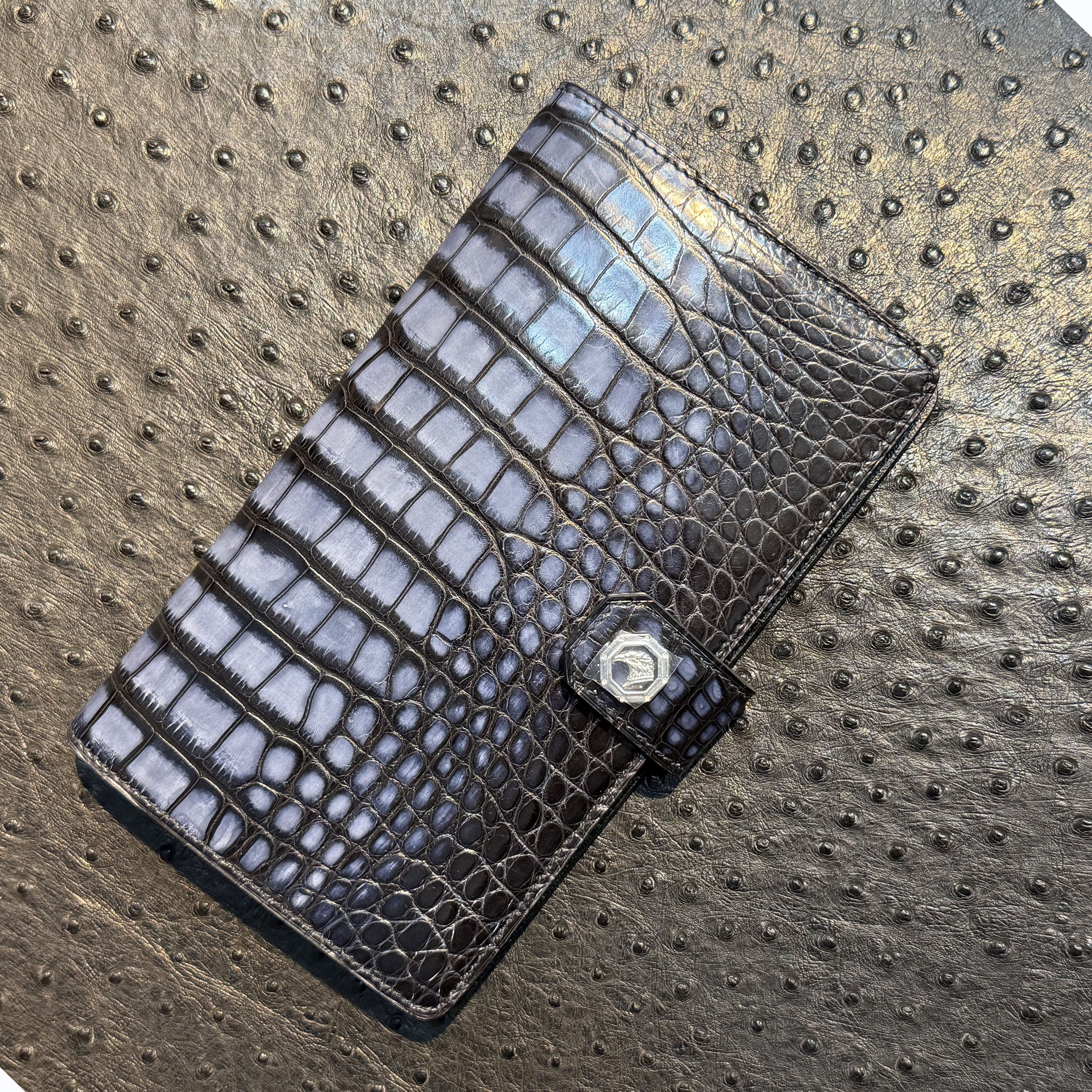 Authentic, hand-finished, genuine crocodile leather wallet for men, long style, multi-card slot, new 2026 model.