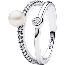 618]Pandora Pandora Pearl Pavé Pave Double Ring Ring Light Luxury Niche High-end Elegant Gift