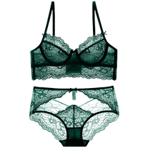 Sexy lingerie for women push-up big breasts narrow side breasts wide side wings ultra-thin bra lace mesh bra set