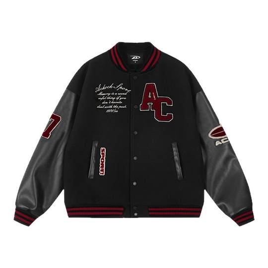 Achock Baseballjacke, kontrastfarbene Jacke, locker