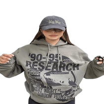 oversize thirteen lines original new heavy cotton Korean designer brand retro letter hooded sweatshirt