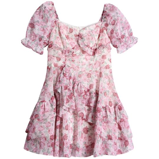 Pastoral A-shaped floral irregular skirt