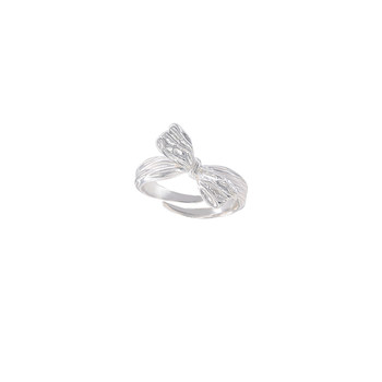 Suzyacc kr sterling silver textured knotted bow ring light luxury high-end niche design index finger ring for women
