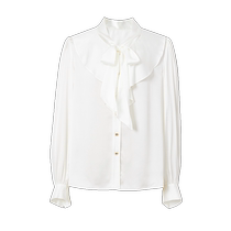 The same style as the shopping mall Disennis 2024 new autumn commuter style temperament mulberry silk top long-sleeved lace shirt for women