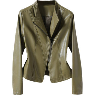 Genuine leather women's short leather jacket slim fit korean style petite