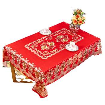 Wedding tablecloth red pvc thickened wedding celebration Wedding tablecloth red pvc thickened wedding celebration