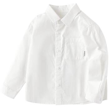 Balabala boys long-sleeved shirt baby white shirt spring and autumn children's clothing children's tops medium and large children's jackets
