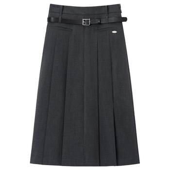 Teenieweenie bear skirt ແມ່ຍິງ spring grey swing skirt commuting style elegant long pleated skirt