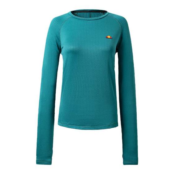
Ellesse small shell long sleeve T-shirt women's white spring sports running loose fitness basement suit men