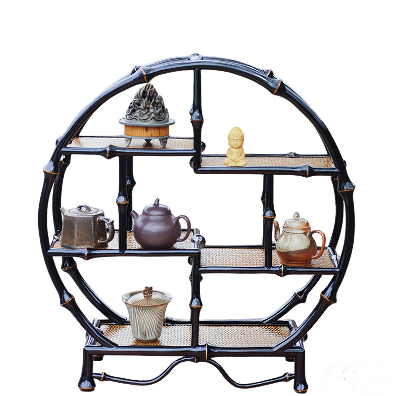 Qiong bamboo desktop archaeological rack tea set stationery storage rack