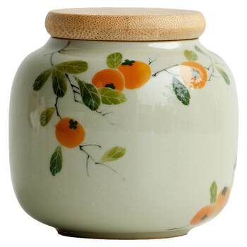 Tuotuchun ມື painted persimmon jar sealed jaar ceramic ຊັ້ນສູງແບບພົກພາຂະຫນາດນ້ອຍທີ່ມີຄວາມຄິດສ້າງສັນກະຕຸກເກັບຄວາມຊຸ່ມຊື້ນຂະຫນາດນ້ອຍ