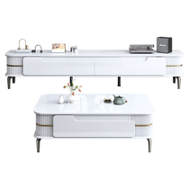 Light luxury rectangular coffee table simple modern small apartment TV cabinet combination living room home tempered glass cabinet